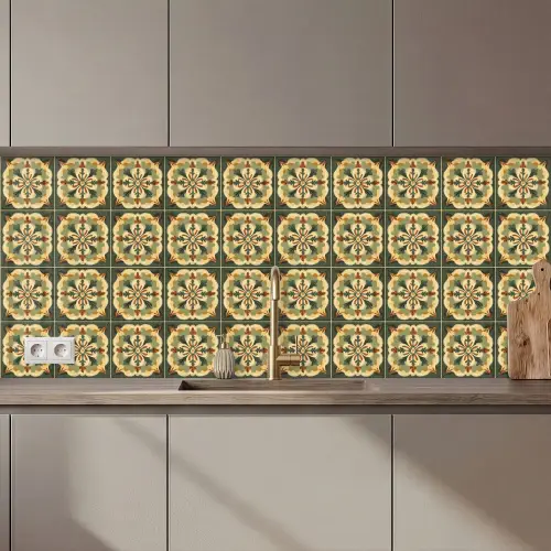 Ornament - Patroon - Groen keuken achterwand 2 middel 871 zz_3dshopping
