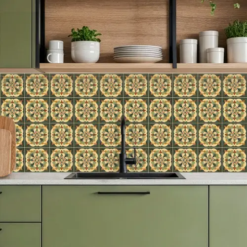 Ornament - Patroon - Groen keuken achterwand 2 middel 871 -sfeer3