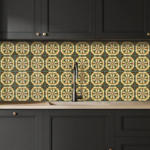 Ornament - Patroon - Groen keuken achterwand 2 middel 871 -sfeer1