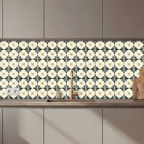 Sierlijk - Ornament - Blauw keuken achterwand 2 middel 871 zz_3dshopping