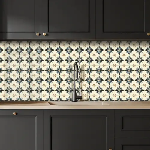Sierlijk - Ornament - Blauw keuken achterwand 2 middel 871 -sfeer1