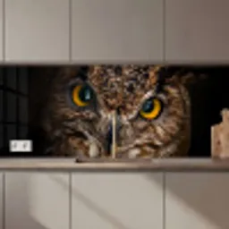 Uil - Dier - Oranje keuken achterwand 2 middel zz_3dshopping