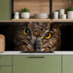Uil - Dier - Oranje keuken achterwand 2 middel -sfeer3