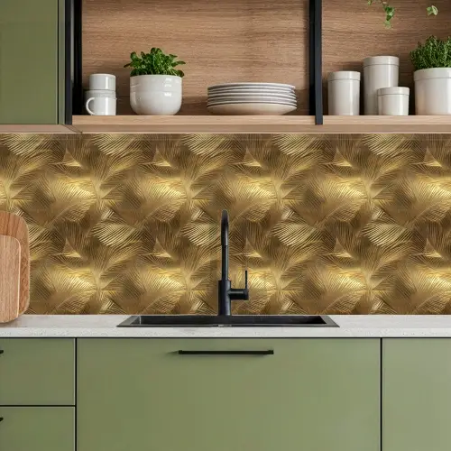 Palm - Waaier - Goud keuken achterwand 2 middel 871 -sfeer3