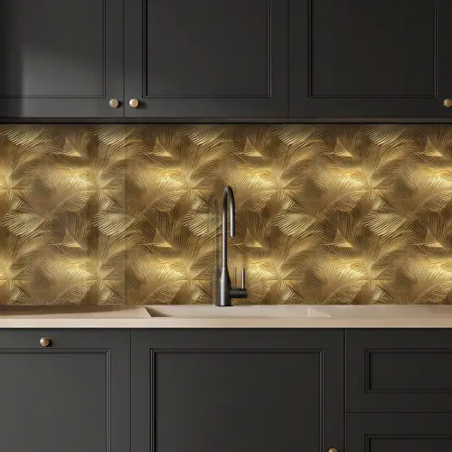 Palm - Waaier - Goud keuken achterwand 2 middel 871 -sfeer1