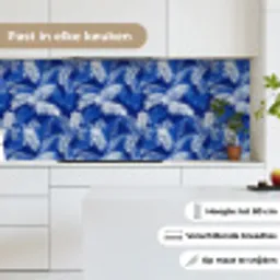 Palmblad - Patroon - Blauw keuken achterwand 2 middel 871 -sfeer4_NL