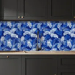 Palmblad - Patroon - Blauw keuken achterwand 2 middel 871 -sfeer1