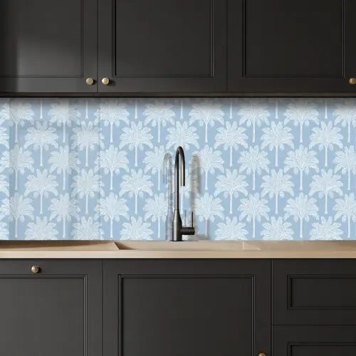 Palmboom - Modern - Blauw keuken achterwand 2 middel 871 -sfeer1
