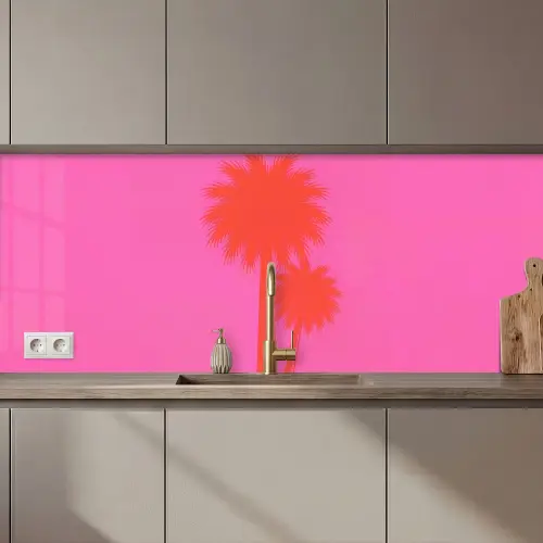 Palmbomen - Modern - Roze keuken achterwand 2 middel zz_3dshopping