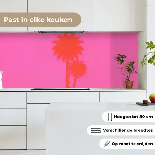 Palmbomen - Modern - Roze keuken achterwand 2 middel -sfeer4_NL