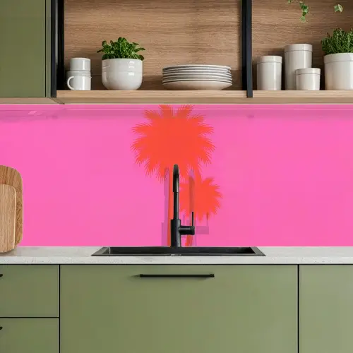 Palmbomen - Modern - Roze keuken achterwand 2 middel -sfeer3