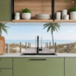 Palmbomen - Pad - Horizon keuken achterwand 2 middel -sfeer3