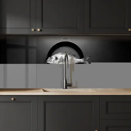 Pan - Vis - Zwart - Wit keuken achterwand 2 middel -sfeer1