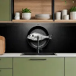 Pan - Vis - Zwart - Wit keuken achterwand 2 middel -sfeer3