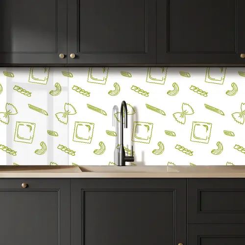 Pasta - Groen - Wit - Patroon keuken achterwand 2 middel -sfeer1