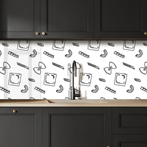 Pasta - Patroon - Zwart - wit keuken achterwand 2 middel -sfeer1