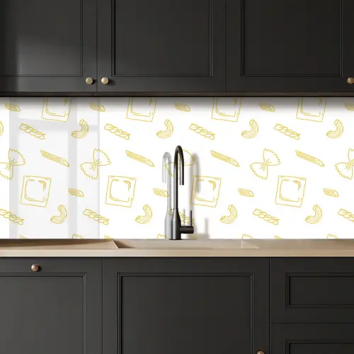 Pasta - Geel - Wit - Patroon keuken achterwand 2 middel -sfeer1
