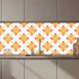 Patroon - Jaren 70 - Bloemen - Oranje keuken achterwand 2 middel 871 zz_3dshopping