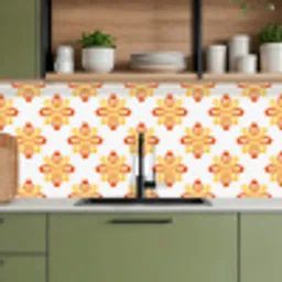 Patroon - Jaren 70 - Bloemen - Oranje keuken achterwand 2 middel 871 -sfeer3