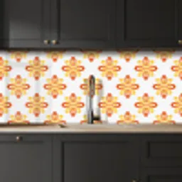 Patroon - Jaren 70 - Bloemen - Oranje keuken achterwand 2 middel 871 -sfeer1