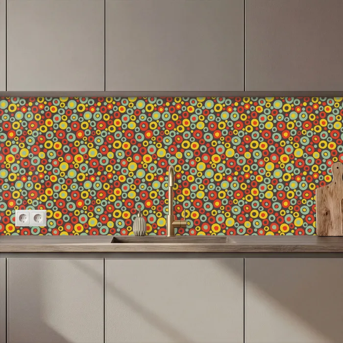 Patroon - Jaren 70 - Retro - Bubbel keuken achterwand 2 middel 871 zz_3dshopping