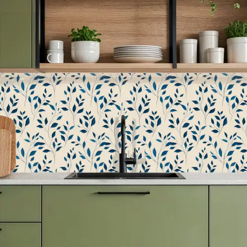 Patroon - Blauw- Beige keuken achterwand 2 middel 871 -sfeer3