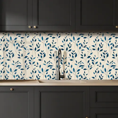 Patroon - Blauw- Beige keuken achterwand 2 middel 871 -sfeer1