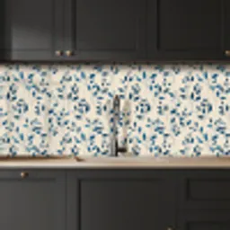Patroon - Blauw- Beige keuken achterwand 2 middel 871 -sfeer1