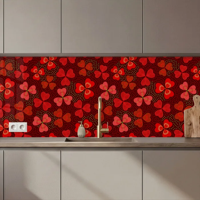 Patroon - Klaver - Rood keuken achterwand 2 middel 871 zz_3dshopping