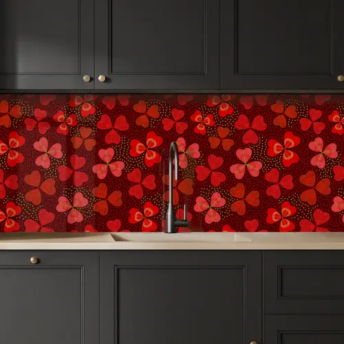 Patroon - Klaver - Rood keuken achterwand 2 middel 871 -sfeer1