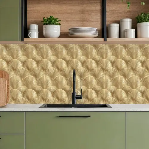 Patroon - Waaier - Goud keuken achterwand 2 middel 871 -sfeer3