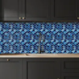 Patroon - Vissenschubben - Blauw keuken achterwand 2 middel 871 -sfeer1