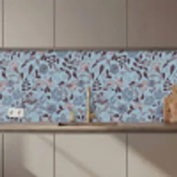 Patroon - Bloem - Grijs - Blauw keuken achterwand 2 middel 871 zz_3dshopping