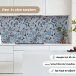 Patroon - Bloem - Grijs - Blauw keuken achterwand 2 middel 871 -sfeer4_NL