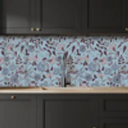 Patroon - Bloem - Grijs - Blauw keuken achterwand 2 middel 871 -sfeer1