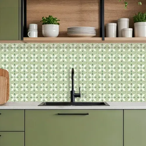 Patroon - Bloemenvorm - Groen keuken achterwand 2 middel 871 -sfeer3