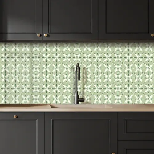 Patroon - Bloemenvorm - Groen keuken achterwand 2 middel 871 -sfeer1