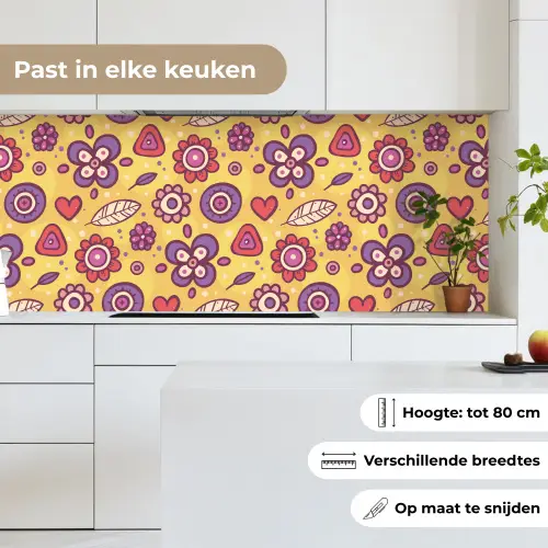 Patroon - Bloemen - Paars - Oranje keuken achterwand 2 middel 871 -sfeer4_NL