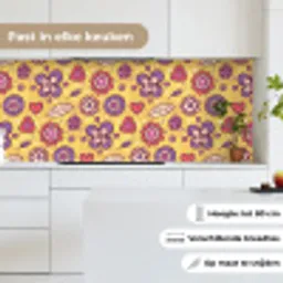 Patroon - Bloemen - Paars - Oranje keuken achterwand 2 middel 871 -sfeer4_NL