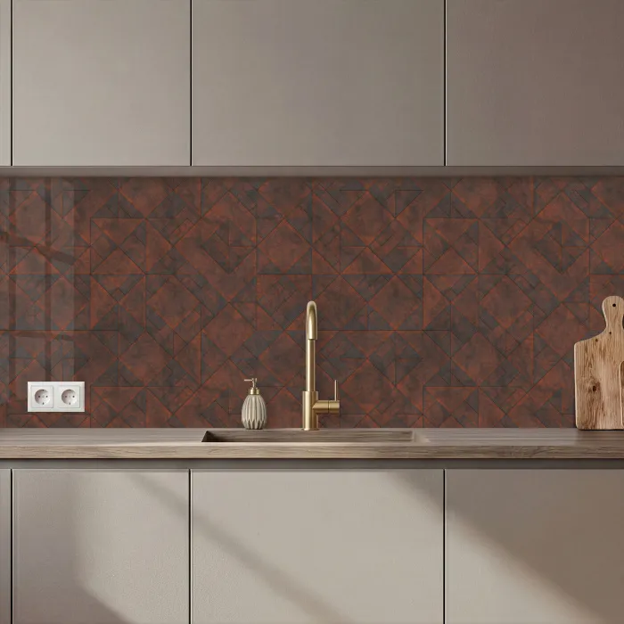 Patroon - Geometrisch - Bruin - Roest keuken achterwand 2 middel 871 zz_3dshopping