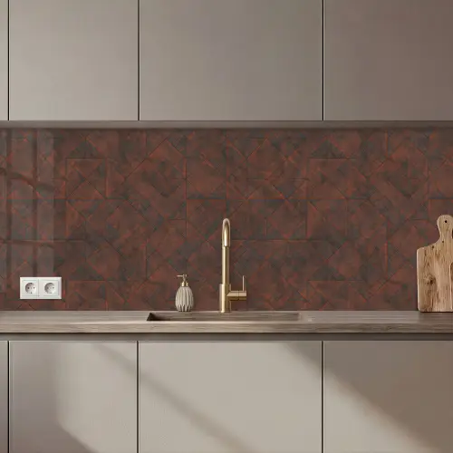 Patroon - Geometrisch - Bruin - Roest keuken achterwand 2 middel 871 zz_3dshopping
