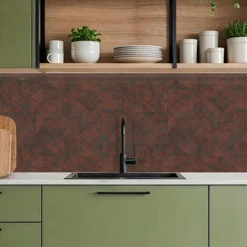 Patroon - Geometrisch - Bruin - Roest keuken achterwand 2 middel 871 -sfeer3
