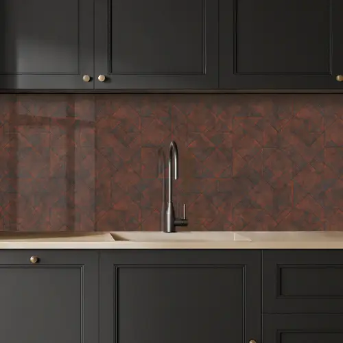 Patroon - Geometrisch - Bruin - Roest keuken achterwand 2 middel 871 -sfeer1