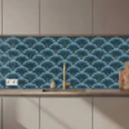 Patroon - Ginkgoblad - Blauw keuken achterwand 2 middel 871 zz_3dshopping