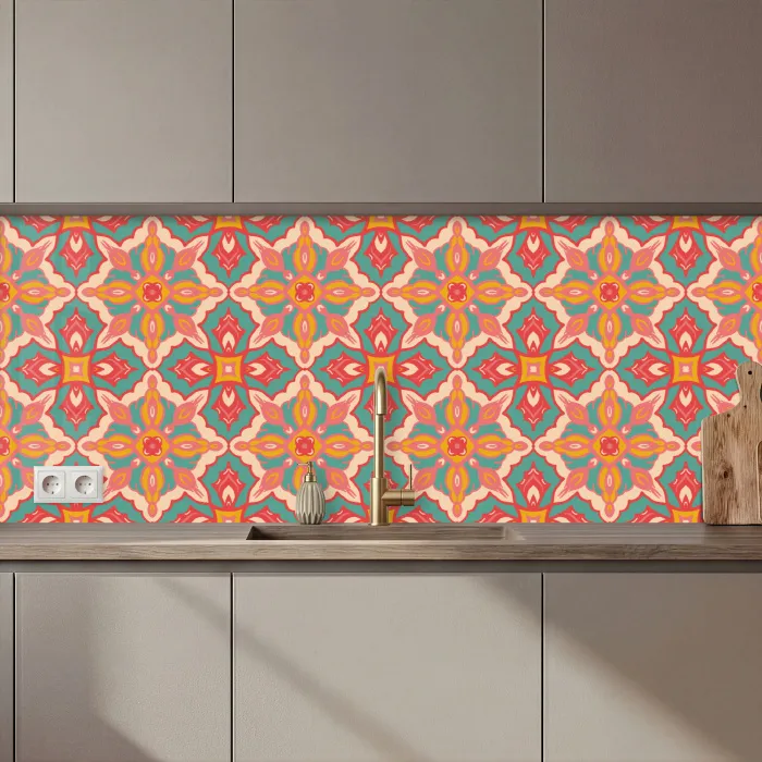 Patroon - Hippie - Oranje keuken achterwand 2 middel 871 zz_3dshopping
