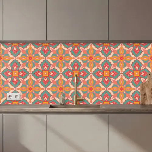 Patroon - Hippie - Oranje keuken achterwand 2 middel 871 zz_3dshopping