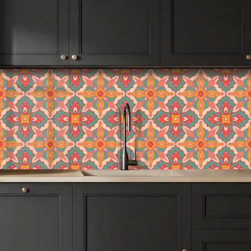 Patroon - Hippie - Oranje keuken achterwand 2 middel 871 -sfeer1