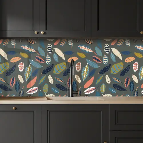 Patroon - Blaadjes - Pastel keuken achterwand 2 middel 871 -sfeer1