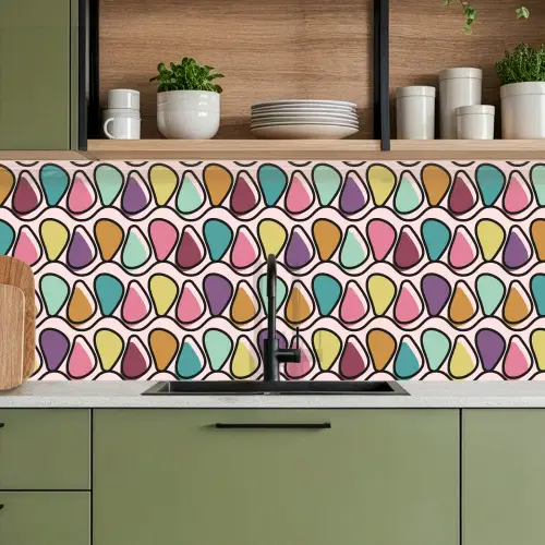 Patroon - Ovaal - Pastel keuken achterwand 2 middel 871 -sfeer3