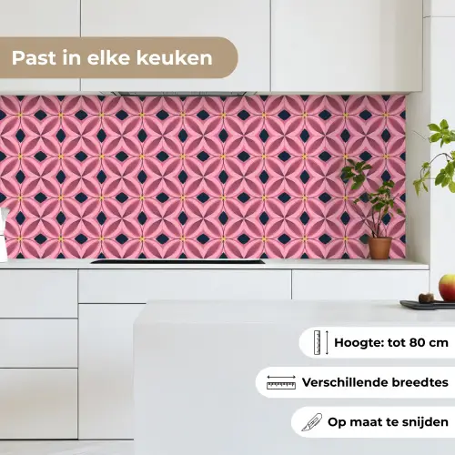 Patroon - Bloemblaadjes - Roze - Blauw keuken achterwand 2 middel 871 -sfeer4_NL